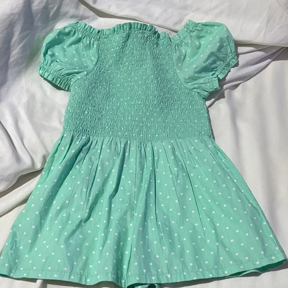 Tommy Bahama m 7/8 Mint Green Polka Dot Kids Romper nwot